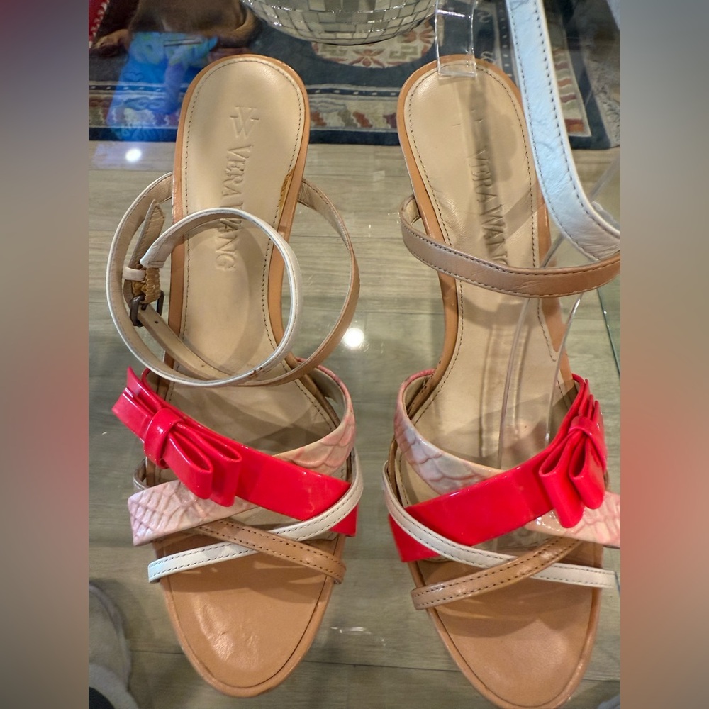 Vera Wang Hot and Pale Pink Strappy Platform Heels